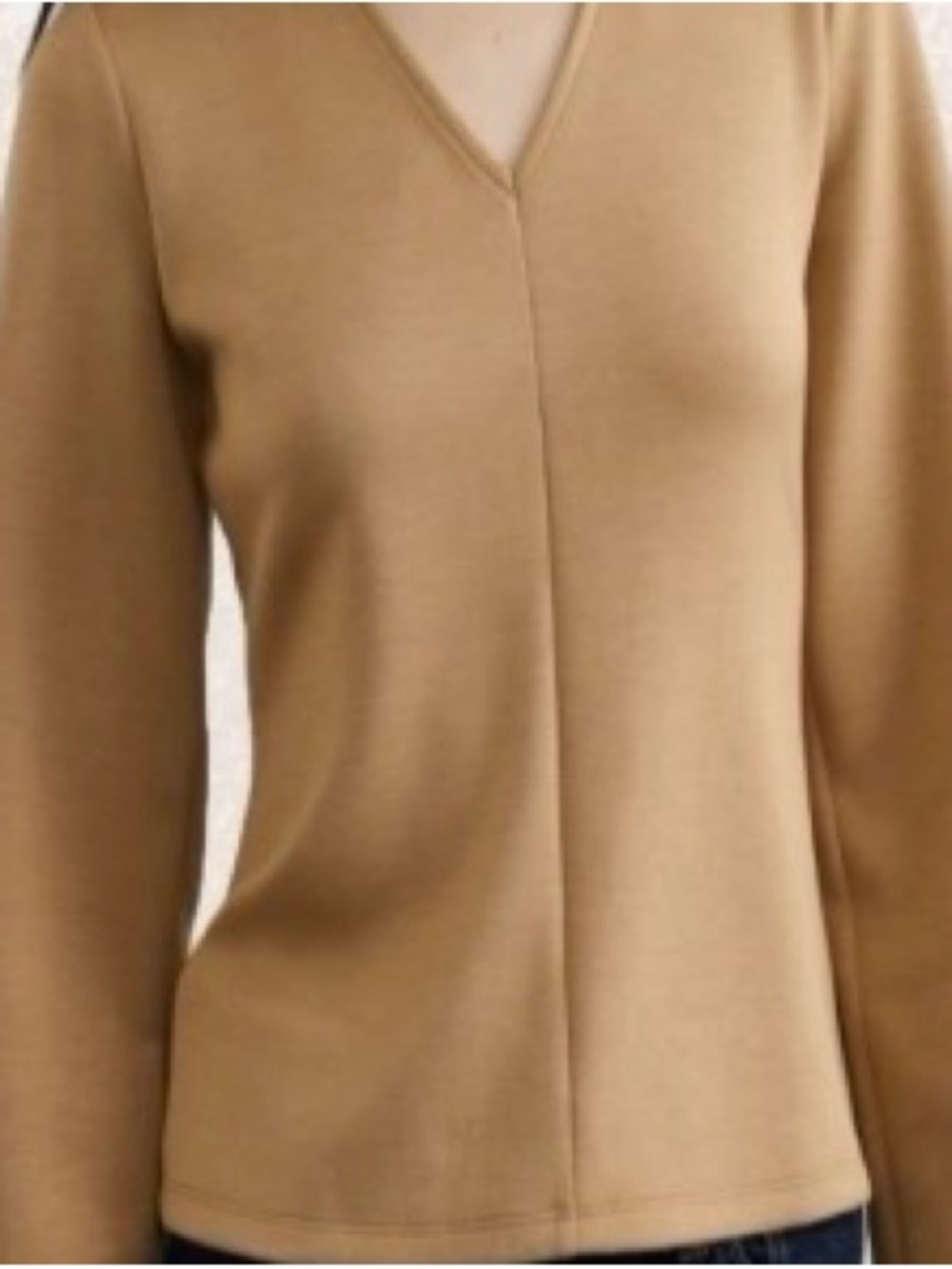 Banana Republic SOFT TOUCH SEAMED TOP/ V-Neck/Tan - Size Medium